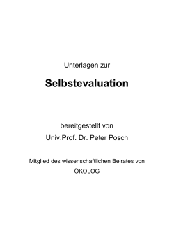 Handbuch zur Selbstevaluation von o.Univ.