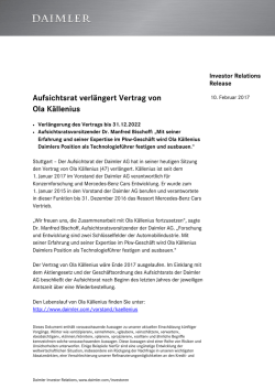 IR Release Aufsichtsrat verl&auml;ngert Vertrag von Ola K&auml;llenius