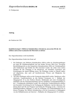 Vorgang 18/0133: Antrag der Fraktion der CDU Quali…