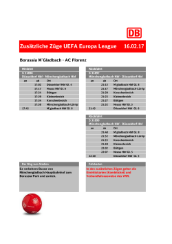 Zusätzliche Züge UEFA Europa League 16.02.17