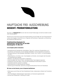HAUPTSACHE FREI: AUSSCHREIBUNG