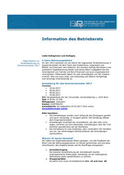 Information des Betriebsrats - Betriebsrat f&uuml;r das allgemeine