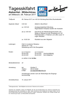 Flyer Tagesskifahrt ins Alpbachtal 8. Februar