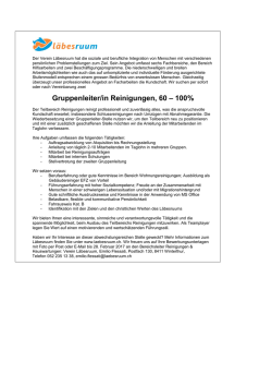 Gruppenleiter/in Reinigungen, 60