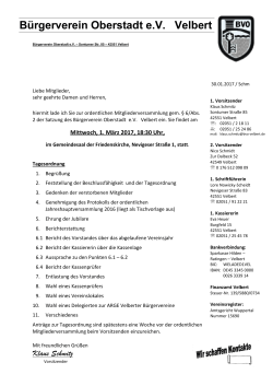 Einladung - B&uuml;rgerverein Oberstadt eV Velbert