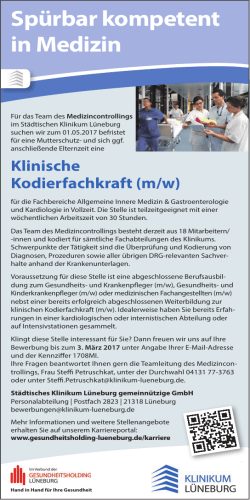 Klinikum Lüneburg: Klinische Kodierfachkraft (m/w)