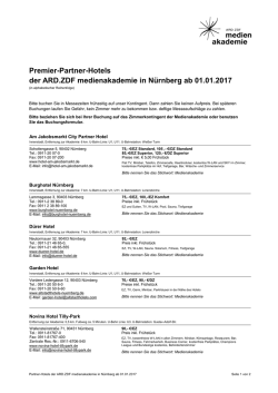 Hotelliste N&uuml;rnberg 2017