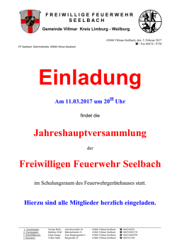 Jahreshauptversammlung Freiwilligen Feuerwehr Seelbach