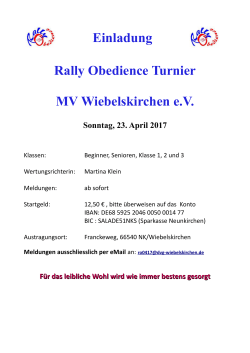 Einladung Rally Obedience Turnier MV Wiebelskirchen eV Sonntag