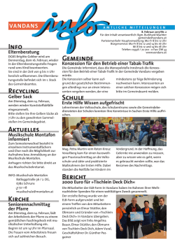 INFo AkTUELLEs SCHULE RECYCLING BERICHT GEMEINDE