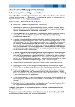 Informationen zur Abfassung von Projektskizzen 2017