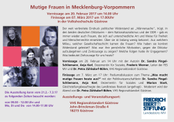 Mutige Frauen in Mecklenburg-Vorpommern Vernissage am 20