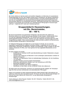 Gruppenleiter/in Hauswartungen, mit Stv
