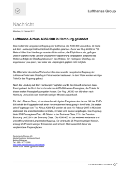 Lufthansa Airbus A350-900 in Hamburg gelandet