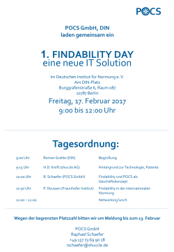 POCS 1. FINDABILITY DAY Tagesordnung: eine neue IT Solution