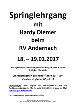 Springlehrgang mit Hardy Diemer Februar 2017