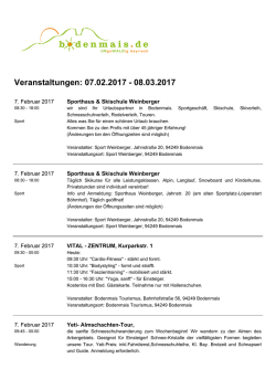 Veranstaltungen: 07.02.2017 - 08.03.2017