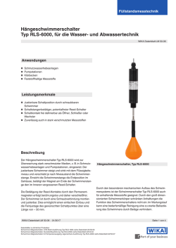 H&auml;ngeschwimmerschalter Typ RLS-6000, f&uuml;r die Wasser