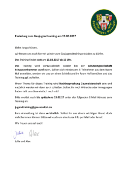 Einladung zum Gaujugendtraining 20170219 - beim Gau Nord-Ost