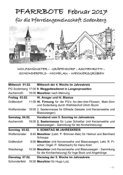 Pfarrbote Februar 2017 - Pfarreiengemeinschaft Sodenberg