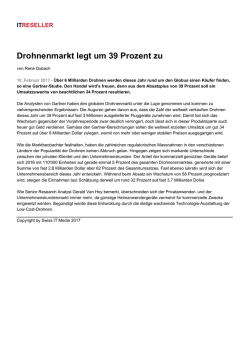 Drohnenmarkt legt um 39 Prozent zu
