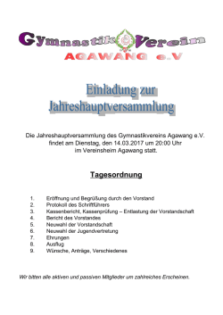 Jahreshauptversammlung - Gymnastikverein Agawang