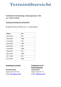 Termine Sprechtage "Sanierungschancen" 2016