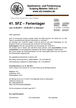 41. SFZ – Ferienlager - SFZ