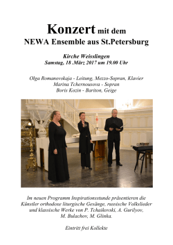 Konzertmit dem NEWA Ensemble aus St.Petersburg