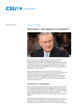 Herrmann: &bdquo;Konsequent umsetzen!&ldquo;