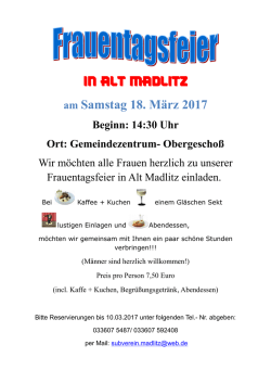 in Alt Madlitz am Samstag 18. M&auml;rz 2017