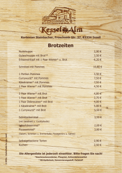 Speisekarte  - KESSEL-LIFTE und KESSEL