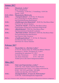 Reformationsjubiläum Quartal I