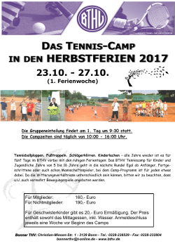 Camp Tennis Jugend Herbstferien