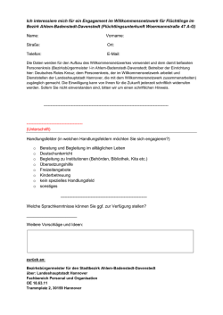 Ich interessiere mich f&uuml;r ein Engagement im