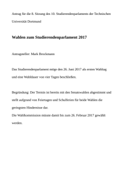 Wahlen zum Studierendenparlament 2017 - StuPa-TU