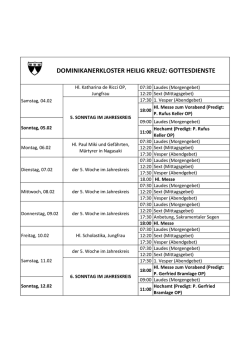 Gottesdienste vom 04.02. - Dominikanerkloster Heilig Kreuz in Köln