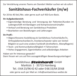 Sanitätshaus-Fachverkäufer (m/w)