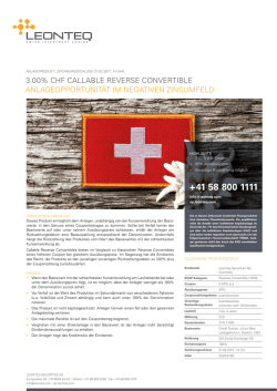 3.00% chf callable reverse convertible anlageopportunität