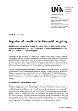 Meldung als pdf - Pressestelle der Universität Augsburg