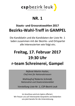 NR. 1 Bezirks-Wahl-Treff in GAMPEL Freitag, 17. Februar 2017 19