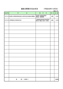 議長交際費の支出状況 （平成28年12月分）