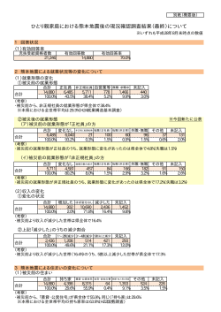 ひとり親家庭における熊本地震後の現況確認調査結果（最終