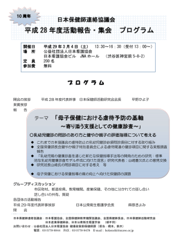平成 28 年度活動報告・集会 プログラム
