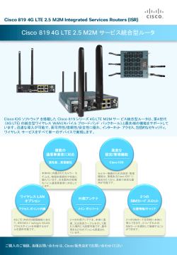 Cisco 819 4G LTE 2.5 M2M サービス統合型ルータ