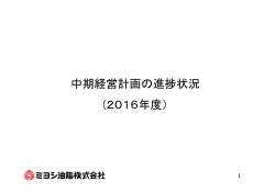 中期経営計画の進捗状況 (2016年度