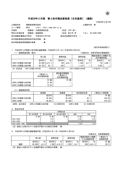 平成29年3月期 第3四半期決算短信〔日本基準〕（連結）