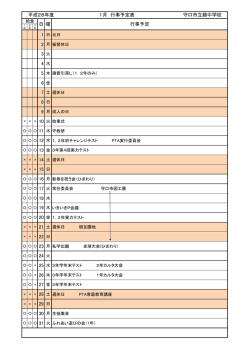 15 日 18 水 22 日 24 火 29 日 平成28年度 1月 行事予定表