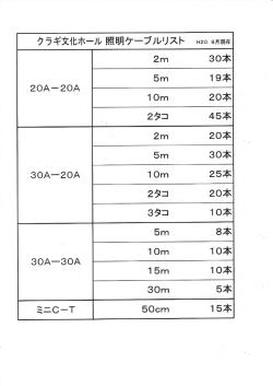 20A-20A 30本 10m 20本 45本 30A-20A 20本 30本 10m 25本 20本