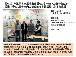 八王子市市民活動支援センター（NPOさぽーと802） 活動内容：八王子市